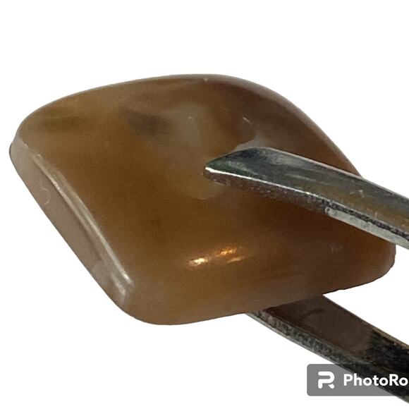 Two Center Hole Buttons Brown Marble Square Plastic Domed Lot of 4 - Picture 7 of 9